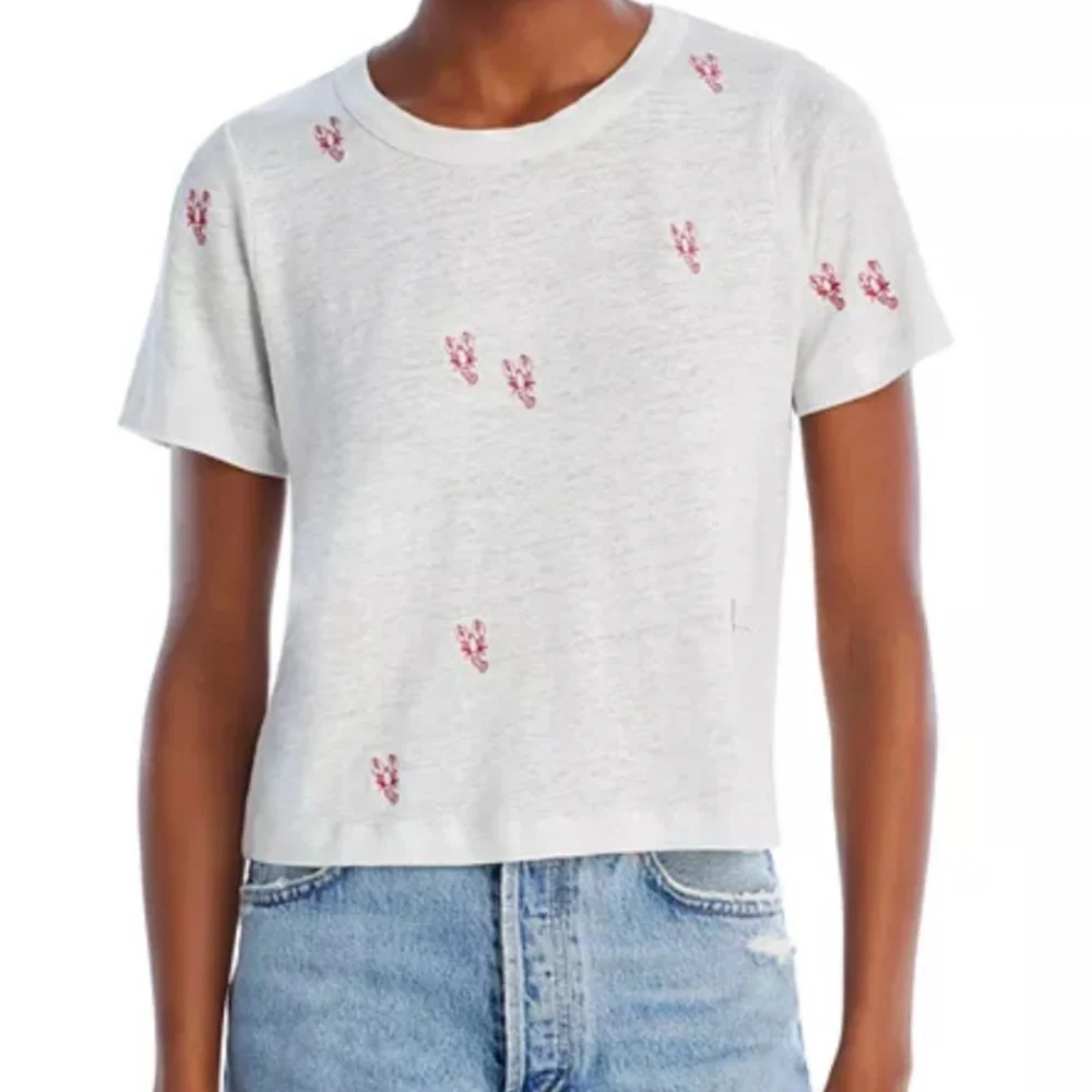 Chaser Linen Embroidered Short Sleeve Top - Picture 2 of 8